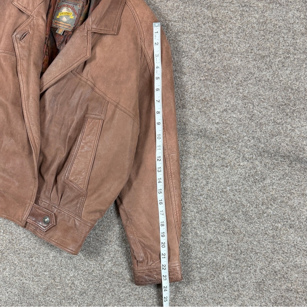 Vintage 90s Wilsons Adventure Bound Brown Genuine Leather Bomber Jacket Womens M - Picture 9 of 11